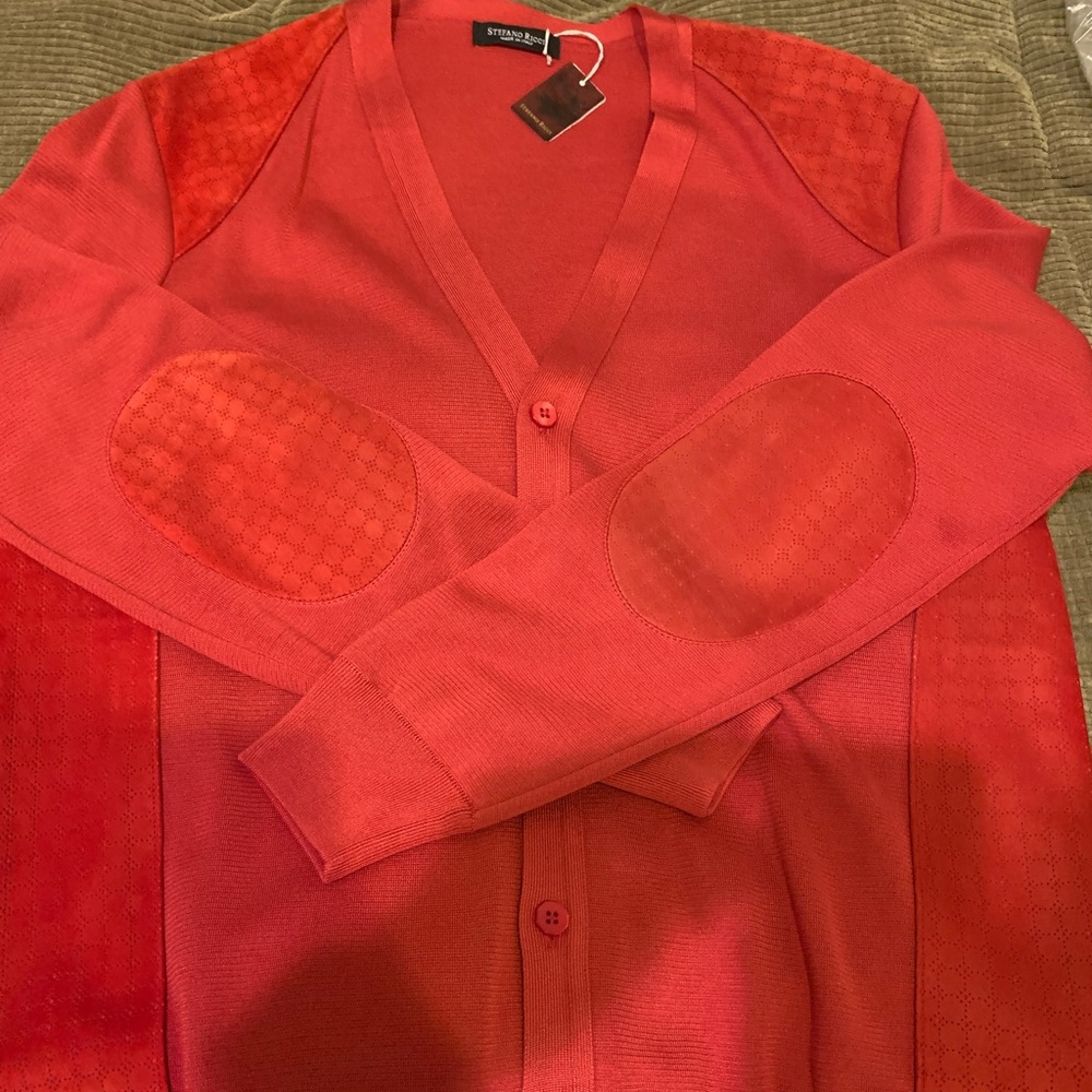 Stefano Ricci sweater cardigan with suede accents